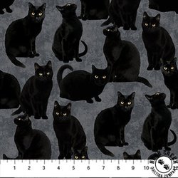Northcott Hallow's Eve Black Cats Gray/Black