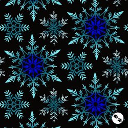 Henry Glass Crystal Frost 108 Wide Backing Fabric Snowflakes Black/Blue