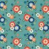 Windham Fabrics Clover and Dot Dahlia Bouquets Soft Teal