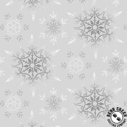 Henry Glass Crystal Frost 108 Wide Backing Fabric Snowflakes Light/Gray