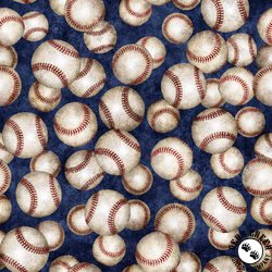 QT Fabrics Bases Loaded Tossed Baseballs Navy