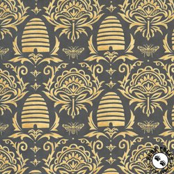 Moda Honey and Lavender Beeskep Damask Charcoal