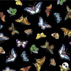 Michael Miller Fabrics Botanical Garden Bright Butterflies Black