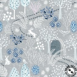 Lewis and Irene Fabrics The Secret Winter Garden Flannel Secret Garden Frosty Grey