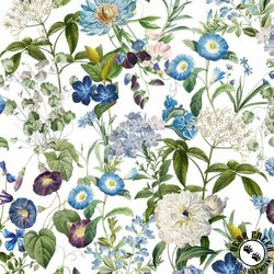 Michael Miller Fabrics Botanical Garden Beautiful Blooms White