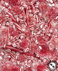 Maywood Studio Hand Picked Christmas 108 Inch Wide Backing Fabric Peppermint Twist