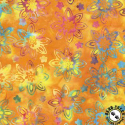 Anthology Fabrics Lost In Time Batik Star Flower Orange
