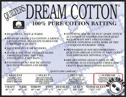 Quilters Dream Batting Natural Cotton - Supreme (Throw 60