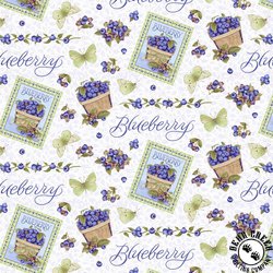 Henry Glass Berrylicious Allover Blueberries White/Blue