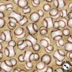 QT Fabrics Bases Loaded Tossed Baseballs Tan