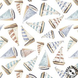 Blank Quilting Ocean Oasis Sailboats Ivory
