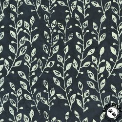 Anthology Fabrics Misty Rose Baliscapes Batik Leaves Charcoal