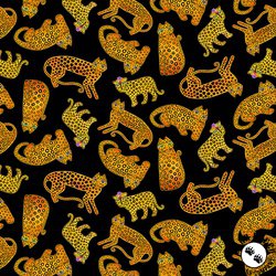 Clothworks Earth Song Leopards Black