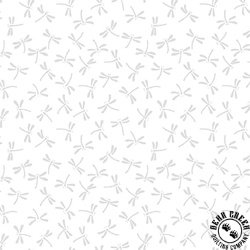 Blank Quilting Morning Mist VIII Dragonflies White on White